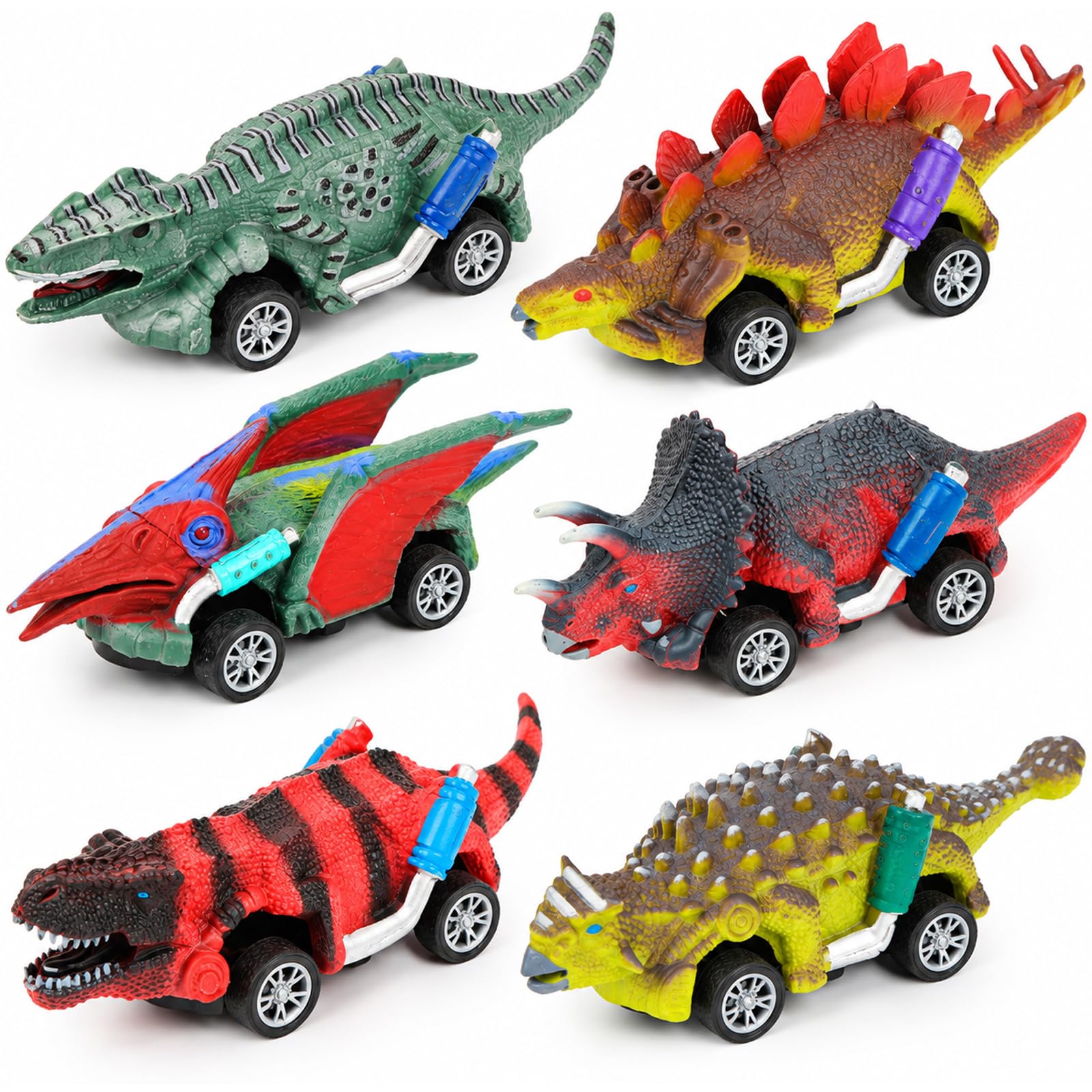 Dinosaur Pull Back Cars - 6 Pack for Toddlers -1 Dinosaur Pull Back Cars - 6 Pack for Toddlers -1