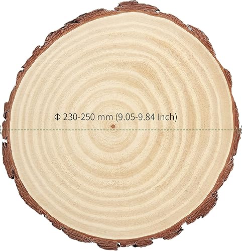 Miniatura 2 de PINGEUI 6 rebanadas de madera natural de 9 a 10 pulgadas, rebanadas de árbol de madera natural sin terminar con corteza, discos redondos grandes de