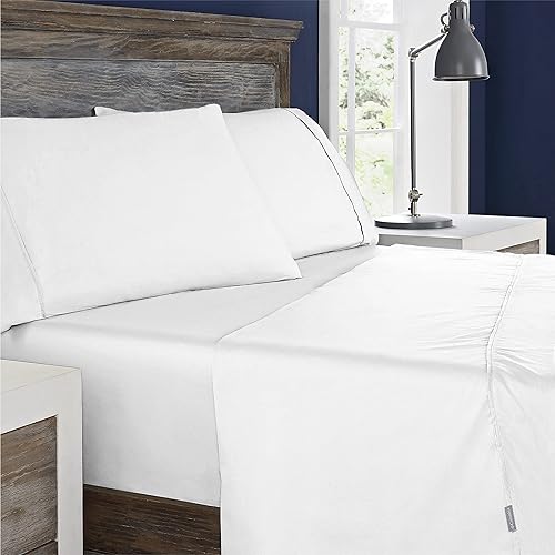 Columbia Omni Freeze Super Soft Breathable, Moisture-Wicking, Cooling Sateen Flat Sheet, Fitted Sheet, and Pillow Case Set, Luxury 3 Piece White Twin Bedsheets Set