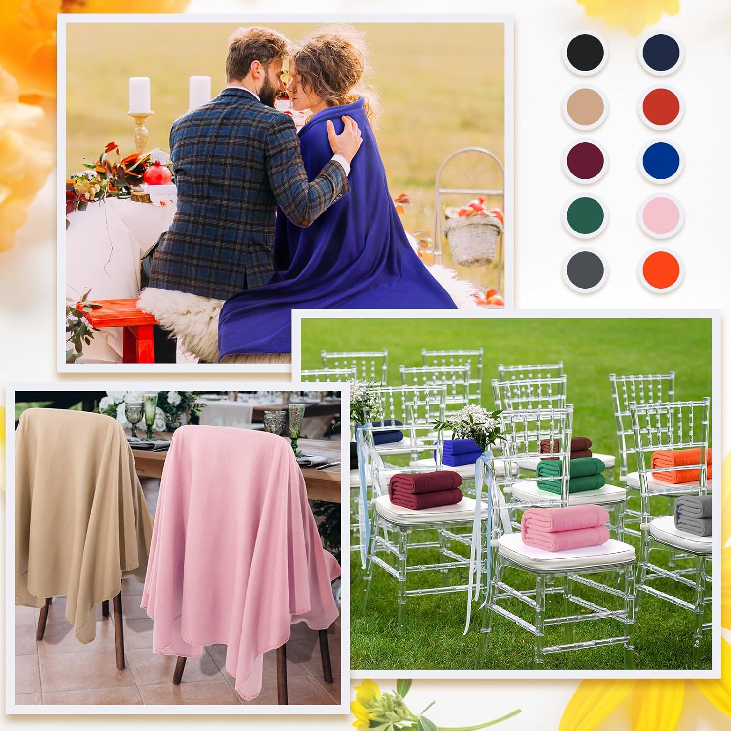 Kinlop 40 Packs Fleece Blanket Bulk 60 x 50 Inch Soft Lightweight Fleece Cozy Blanket Warm Throw Plush Pet Throw for Bed Couch Sofa Home Office Wedding Gifts Travel Camping(Trendy Color,60 Packs) - Image 3