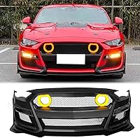 Vista 9 de FREEMOTOR802 Defensa delantera para Ford Mustang 2015-2017, estilo GT500. Kit de conversión de cubierta completa de defensa delantera en negro