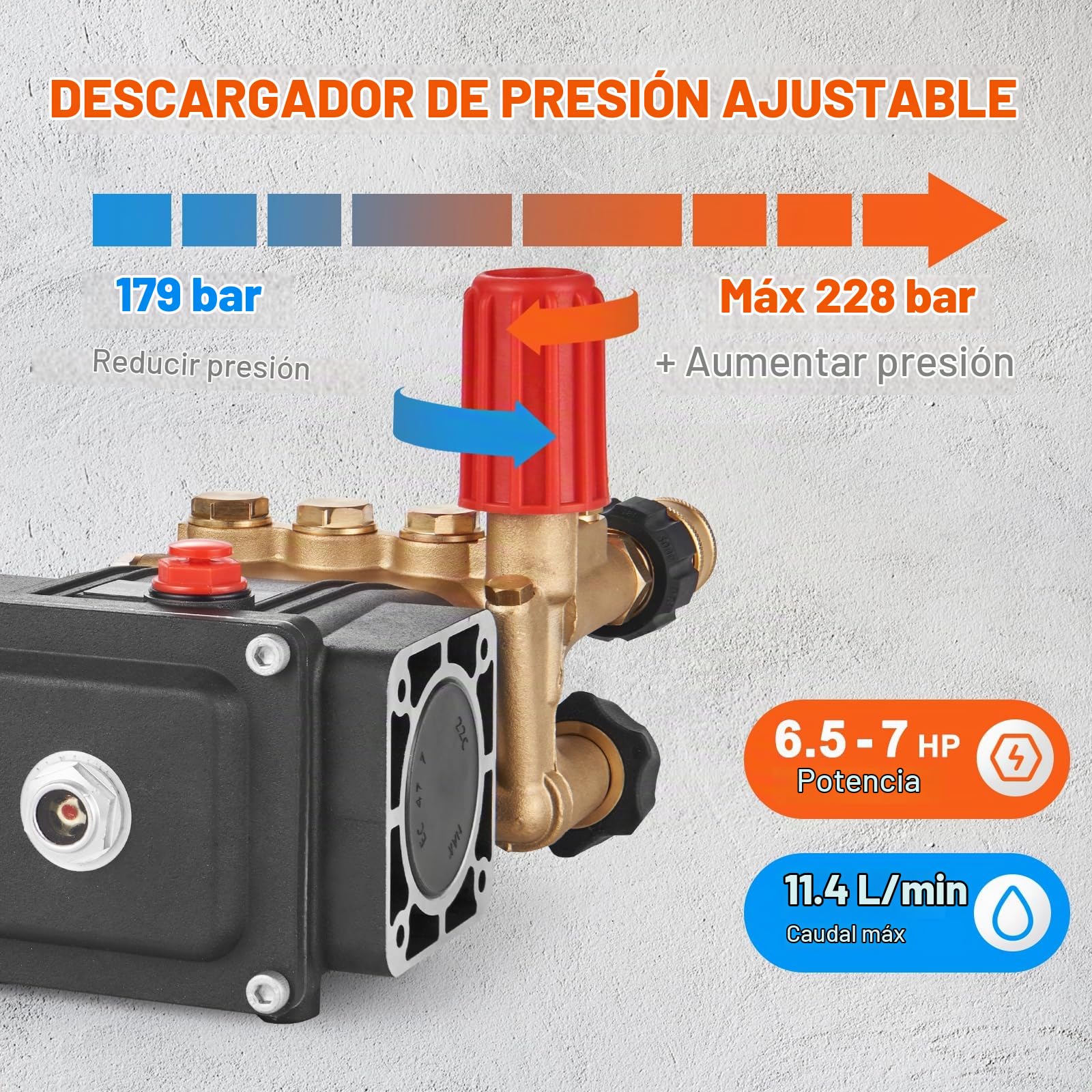 VEVOR Bomba para Hidrolavadora Émbolo Triple Horizontal con Eje de 3/4" 3700 PSI 3,0 GPM Kit de Repuesto para Bomba de Hidrolavadora Compatible con Modelos Simpson MorFlex 40224, 40225, 40226