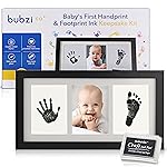 Bubzi Co Baby Handprint Kit & Footprint Photo Frame for Newborn Girls and Boys, Unique Baby Shower Gifts Set for Registry, Memorable Keepsake Decorations for Room Wall or Nursery Decor (Jet Black)