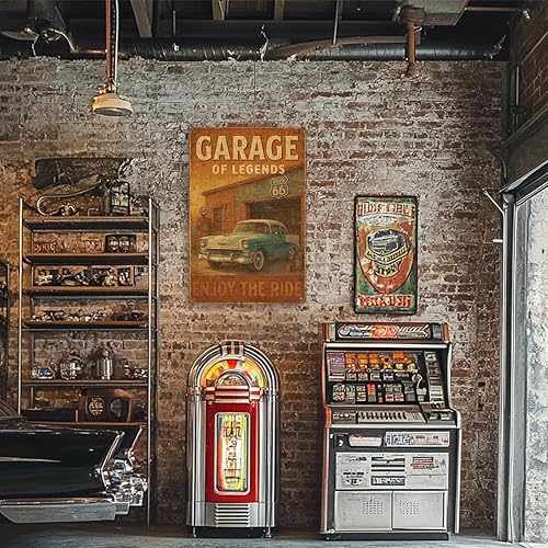 Miniatura 8 de Timeless Rides - Letrero de metal clásico vintage para automóvil, con texto en inglés "Where Legends Live Forever", arte de pared retro, aluminio