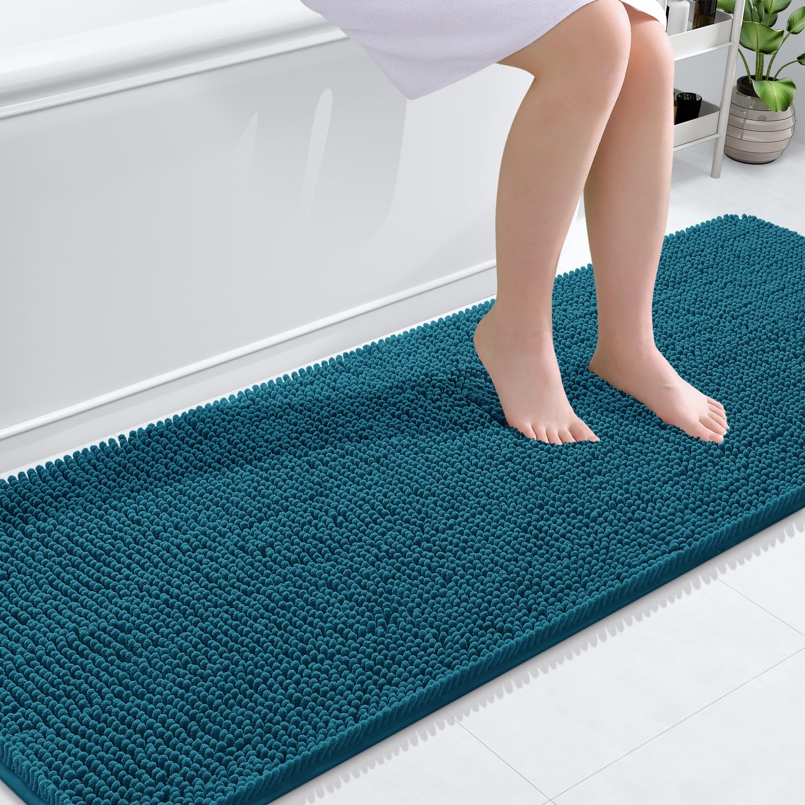 OLANLY Bathroom Rugs 70x24, Extra Soft Absorbent Chenille Bath Rugs, Rubber Backing Quick Dry, Machine Washable Bath Mats for Bathroom Floor, Tub and
