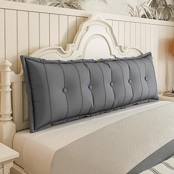 Johnear Headboard Pillow Large Reading Pillows for Sitting in Bed Adult Daybed Cushion Backrest Bolster Pillow Support Positioning Sofa Rest Gray, 59 x 3 x 20 inches