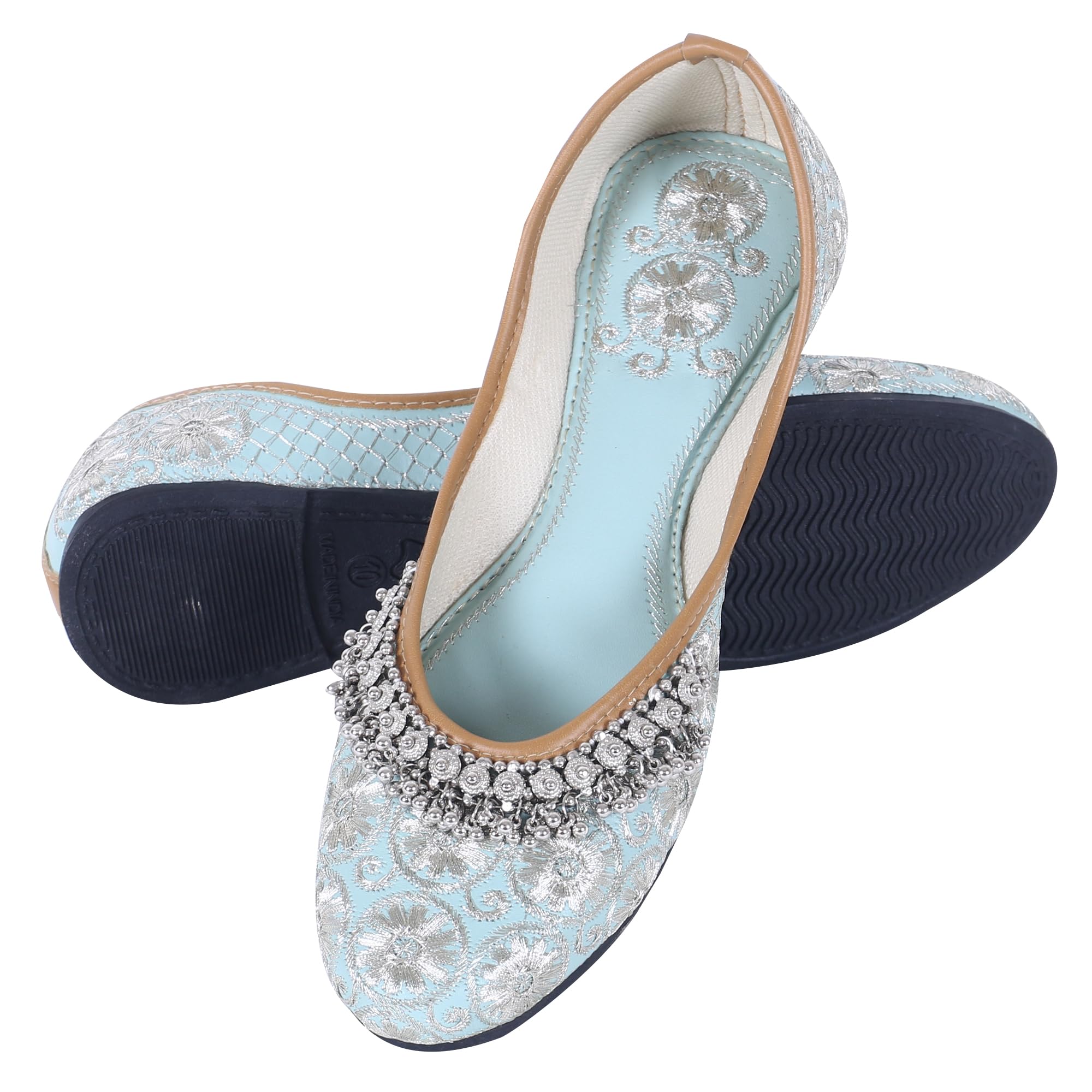 Women Comfortable Cushioned Traditional Ethnic Rajasthani Embroidered with Payal Punjabi Style Mojari Jutti Fancy Bellies Shoe Woman