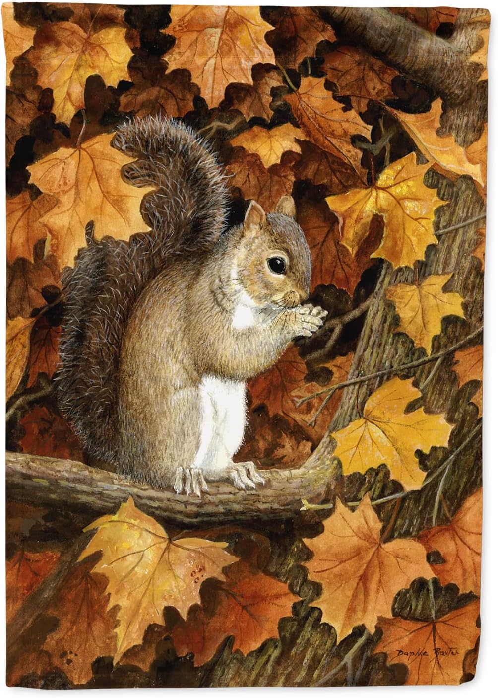 Caroline's Treasures BDBA0388CHF Autumn Grey Squirrel by Daphne Baxter House Flag Large Porch Sleeve Pole Decorative Outside Yard Banner Artwork Wall Hanging, Polyester, House Size, Multicolor