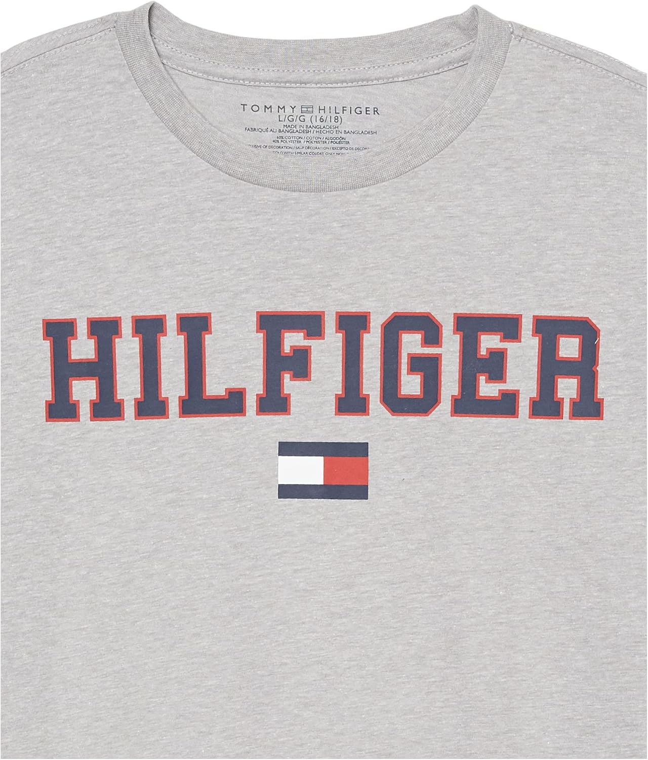 Tommy Hilfiger Boys' Short Sleeve Legacy Crew Neck T-Shirt, Grey Heather FB47, 16-18 - Image 2