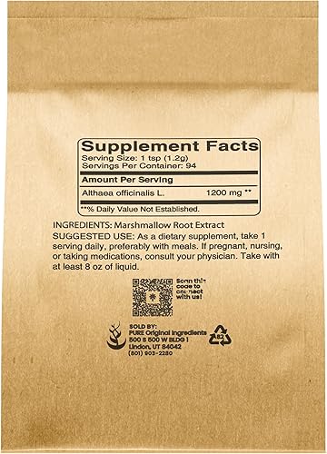 Miniatura 5 de PURE ORIGINAL INGREDIENTS Extracto de raíz de malvavisco (1 libra), polvo, suplemento herbario