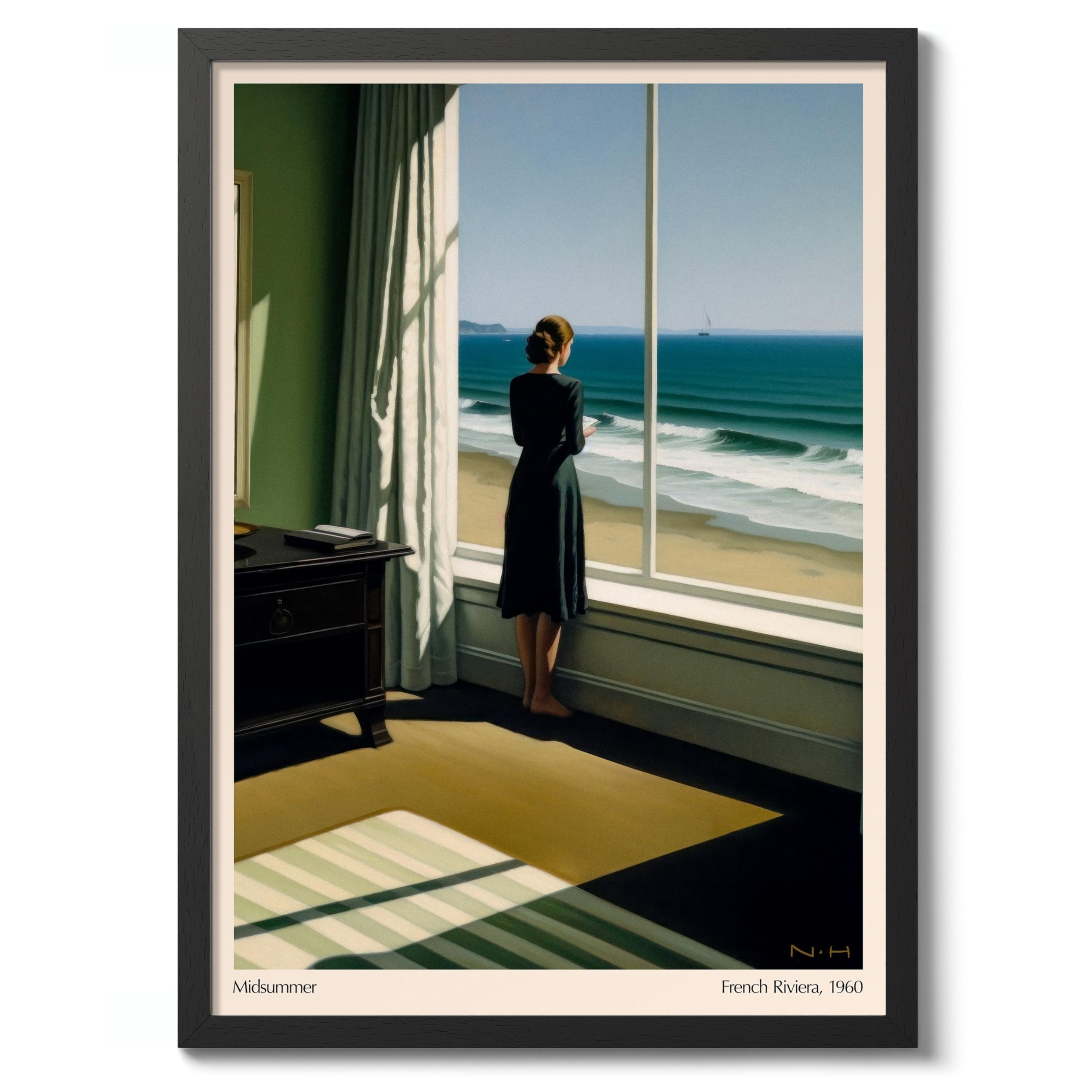 Midsummer Ned Hare Art Print, Vintage Art Painting Print, Realism Art Exhibition Modern Wall Art, Minimalist Home Decor Picture Artwork, A3 (Black Frame) - 45x32.8cm