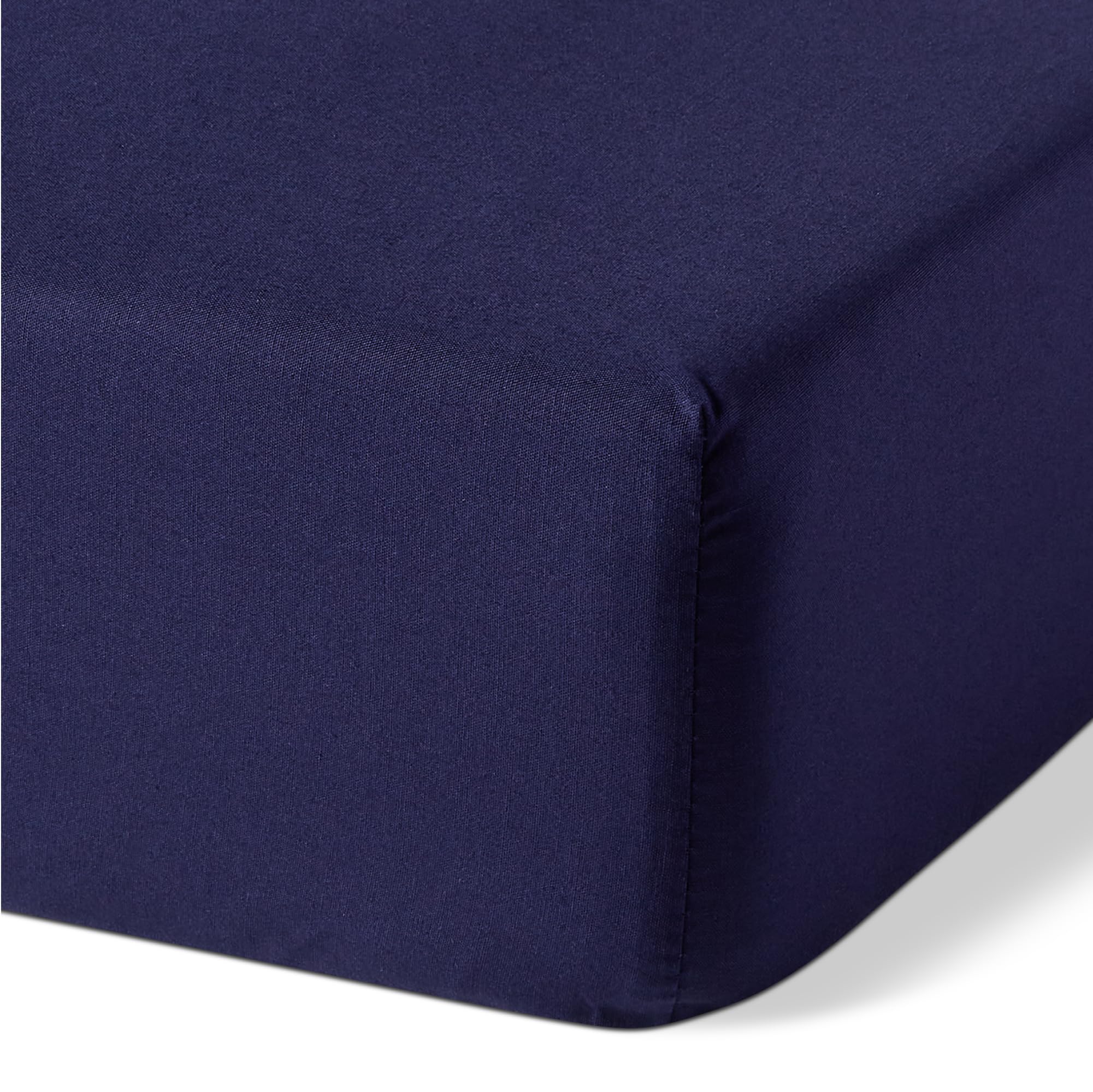 Amazon Basics Bedding Organic Cotton Super King Fitted Sheet, 180 x 200 cm, Navy Blue