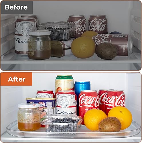 Miniatura 4 de Organizador cuadrado Lazy Susan para refrigerador - Organizador rectangular para nevera, organizador de refrigerador Lazy Susan, rotación de 360 y