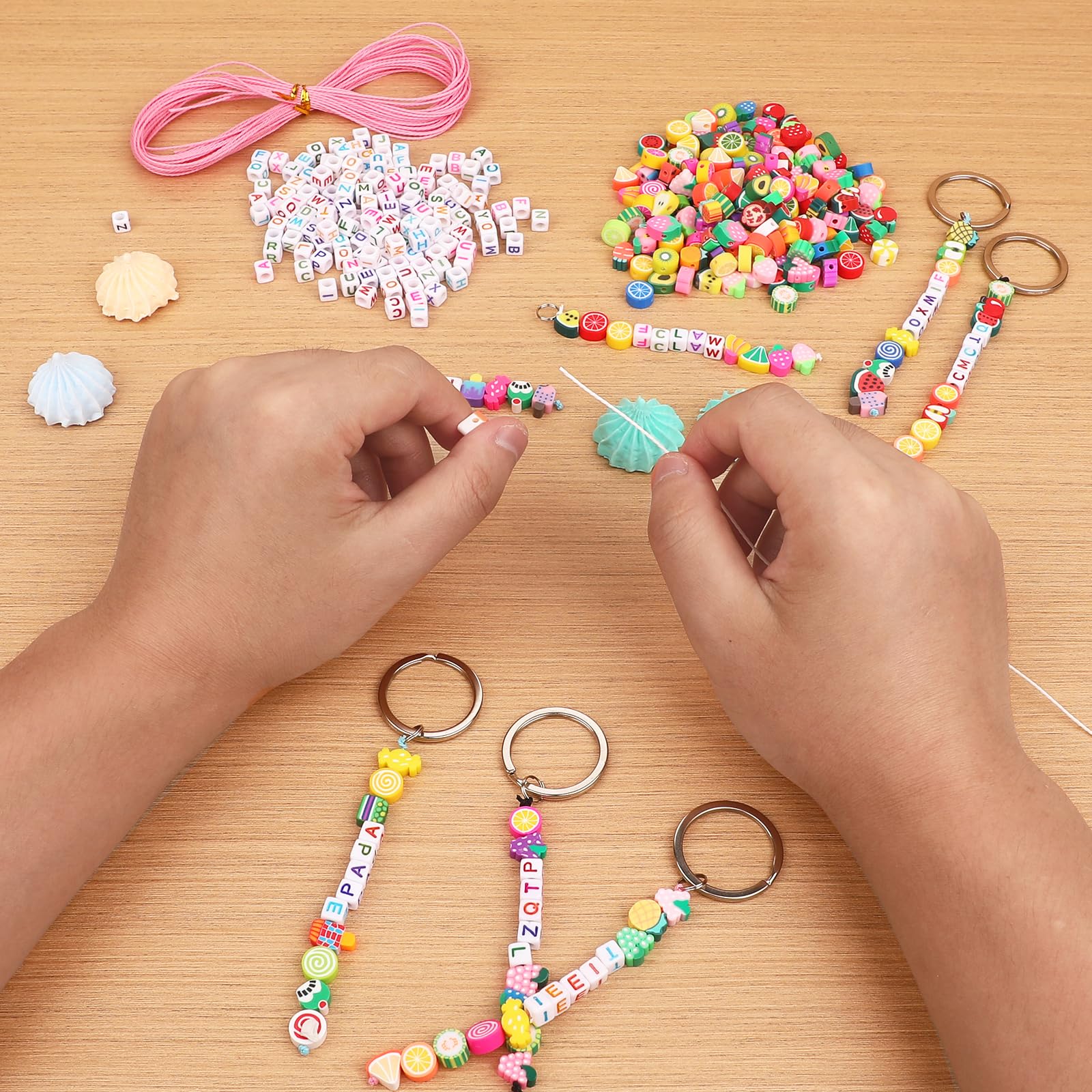 Waldeinsamkeit 657 Pieces DIY Fruit Beaded Keychain Making Kit