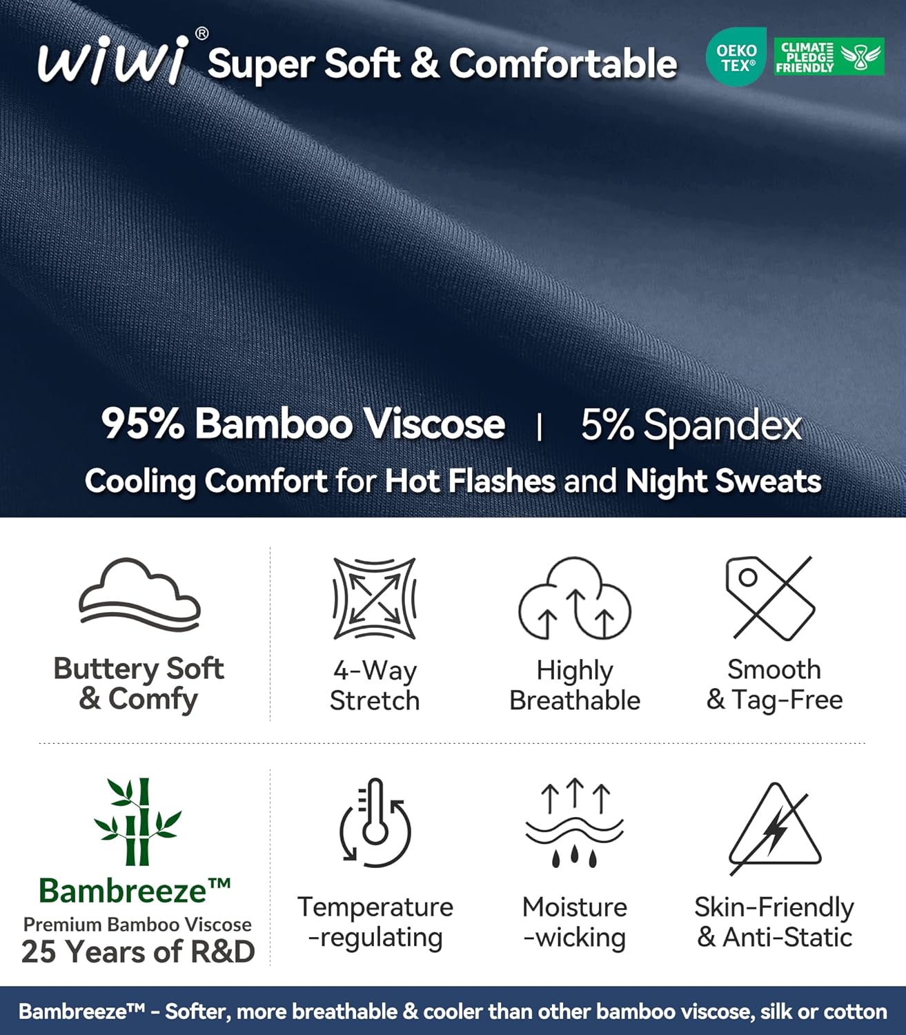 WiWi Women's Viscose from Bamboo Joggers Super Soft Pajama Pants Yoga Bottoms Cooling Lounge Sweatpants S-XXL - Image 6