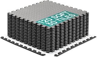 Yes4All 120 Sq Ft Puzzle Exercise Mat - EVA Interlocking Foam Tiles with Borders for Home Gym Flooring, 7/16" Thick