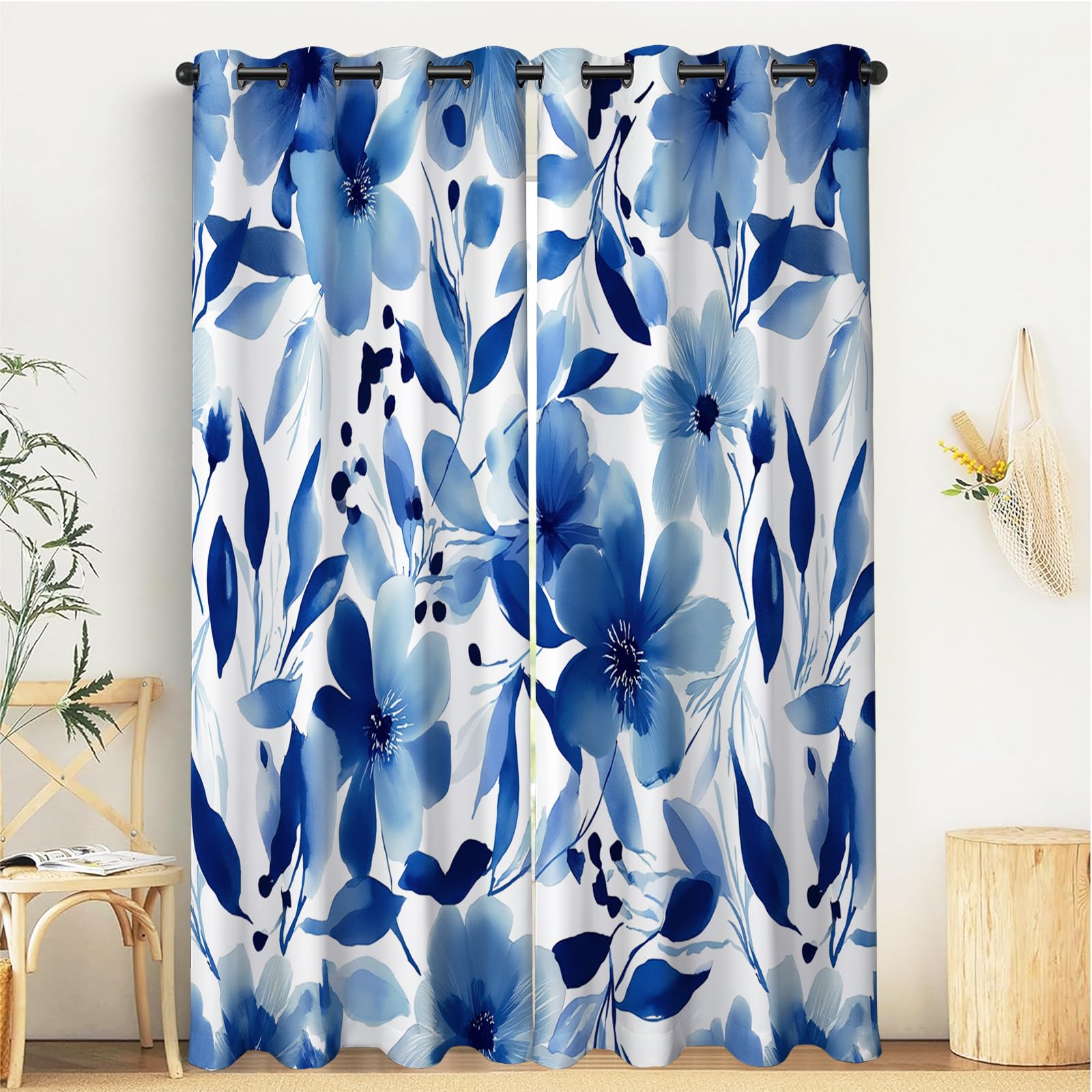 Rideau occultant indigo 140x220 cm isolant thermique anti froid salon