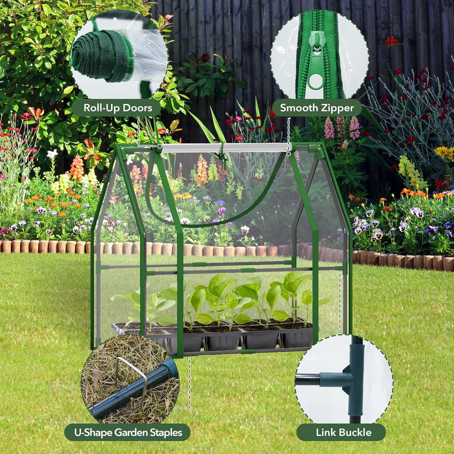 Wironlst Mini Greenhouse for Outdoors Indoor, Small Greenhouse with Innovative Dual Open Doors, Portable Garden Tent for Plants Protection (Transparent, 36"(L) x18(W) x33(H))