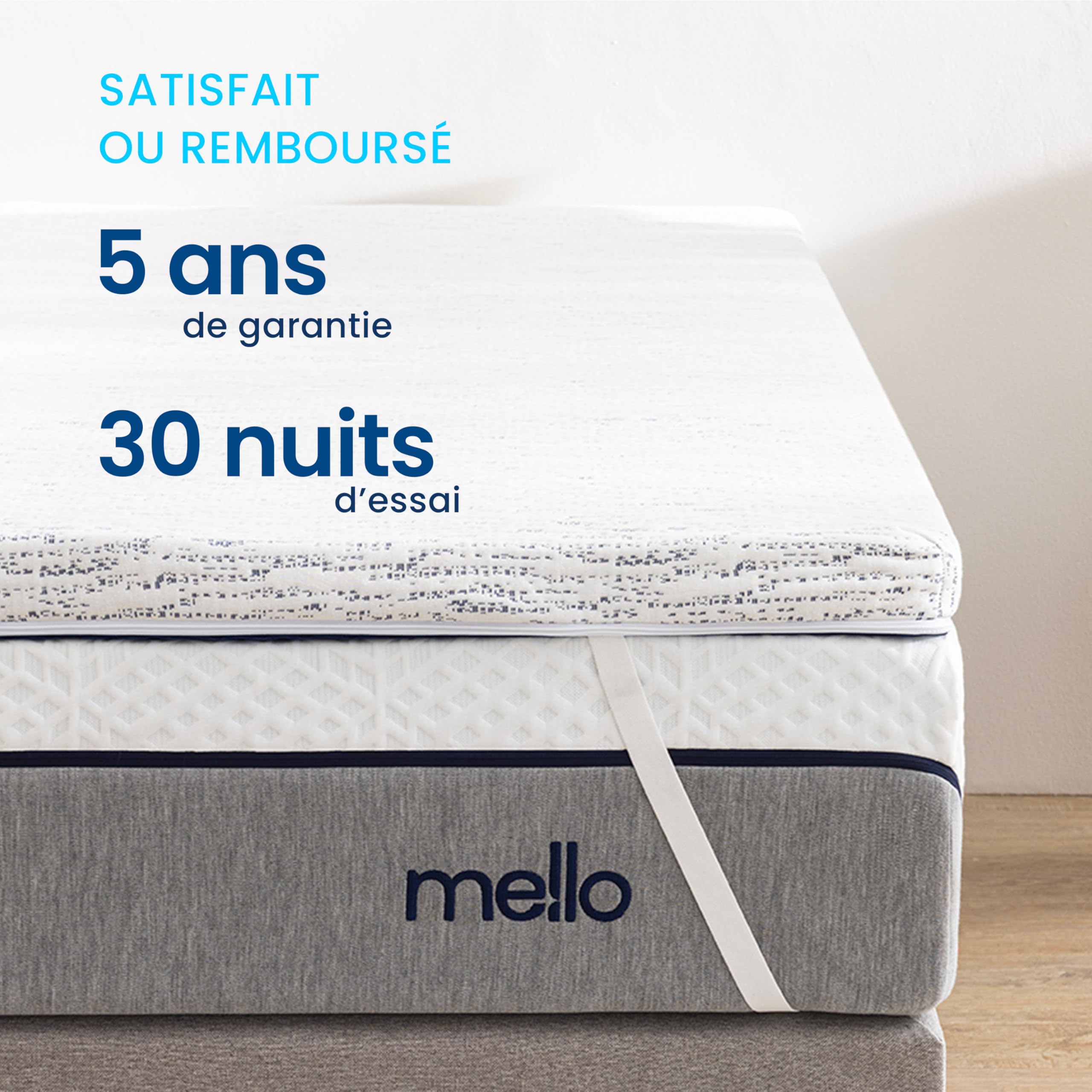 Surmatelas 160 x 200 - Viscosoft, Gel 5cm Mémoire de Forme, Accueil Moelleux, Mousse Gel Respirante, Ergonomique, Maintien Optimal, Housse Bambou déhoussable et Anti-dérapante