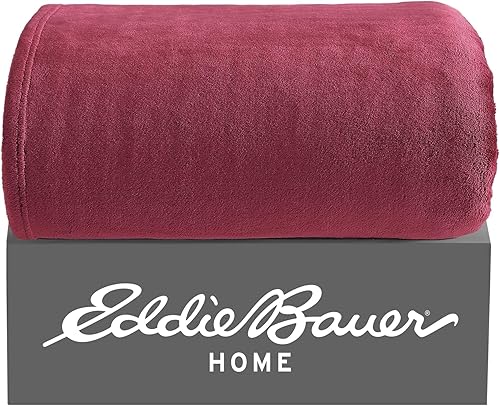Miniatura 6 de Eddie Bauer - Manta de felpa ultra suave para decoración del hogar, ropa de cama para todas las estaciones (Ultra Lux rojo sólido, 50 x 60)