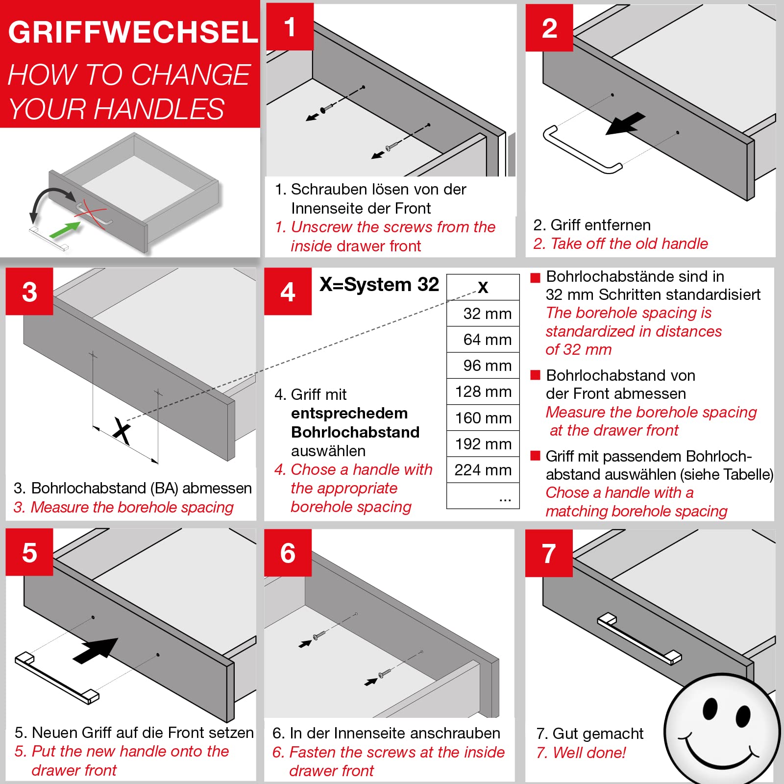 SOTECH 25 piezas Tiradores para muebles SW111 Distancia agujeros 160 mm