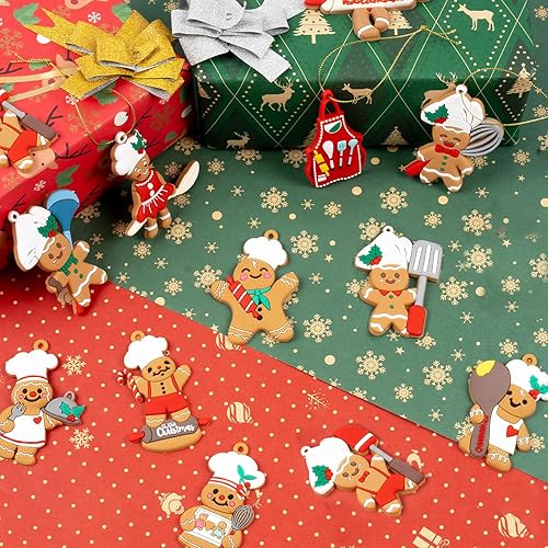 Miniatura 21 de Adornos de casa de jengibre para decoración de árbol de Navidad, 12 piezas de decoración de Navidad de casa de jengibre, adornos colgantes