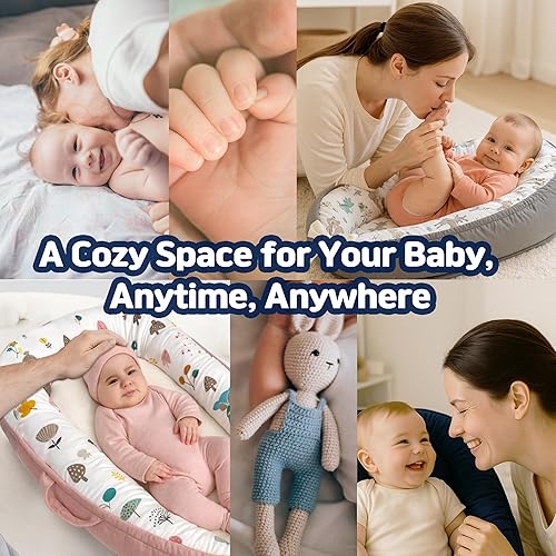 Miniatura 7 de Tumbona para bebé recién nacido de 0 a 24 meses, almohada de bebé y tumbona nido de bebé, almohada infantil transpirable de algodón orgánico, nido