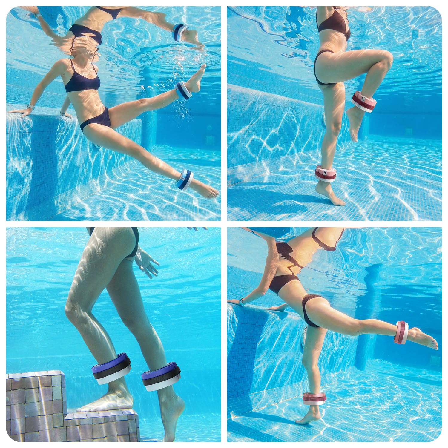 Sportneer Manchettes aquatiques en mousse – Équipement d'aérobic EVA haute densité, poids d'eau pour chevilles et bras avec boucle amovible pour Aqua Fitness, exercices en piscine et jogging aquatique
