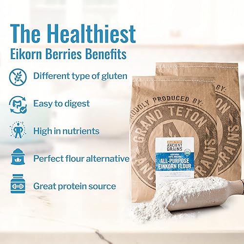 Miniatura 9 de Grand Teton Ancient Grains - Harina de Einkorn 100% orgánica multiusos, harina de Einkorn orgánica y sin OMG, harina de Einkorn, rica en vitaminas y