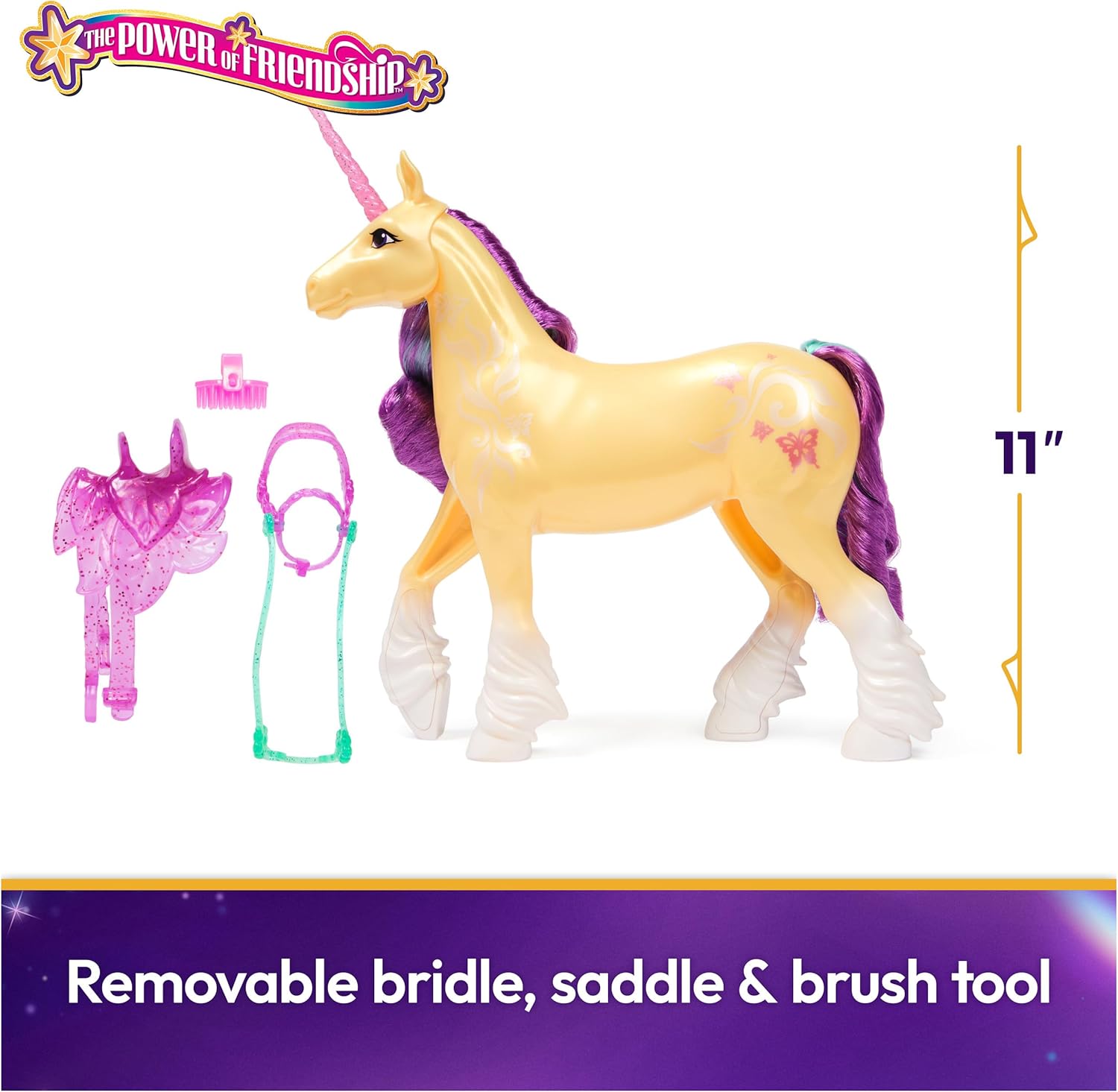 Unicorn Academy, Power of Friendship Leaf, Easter Gifts Idea, Dolls & Unicorn Toys for Girls, Includes Translucent Saddle & Bridle, 11”