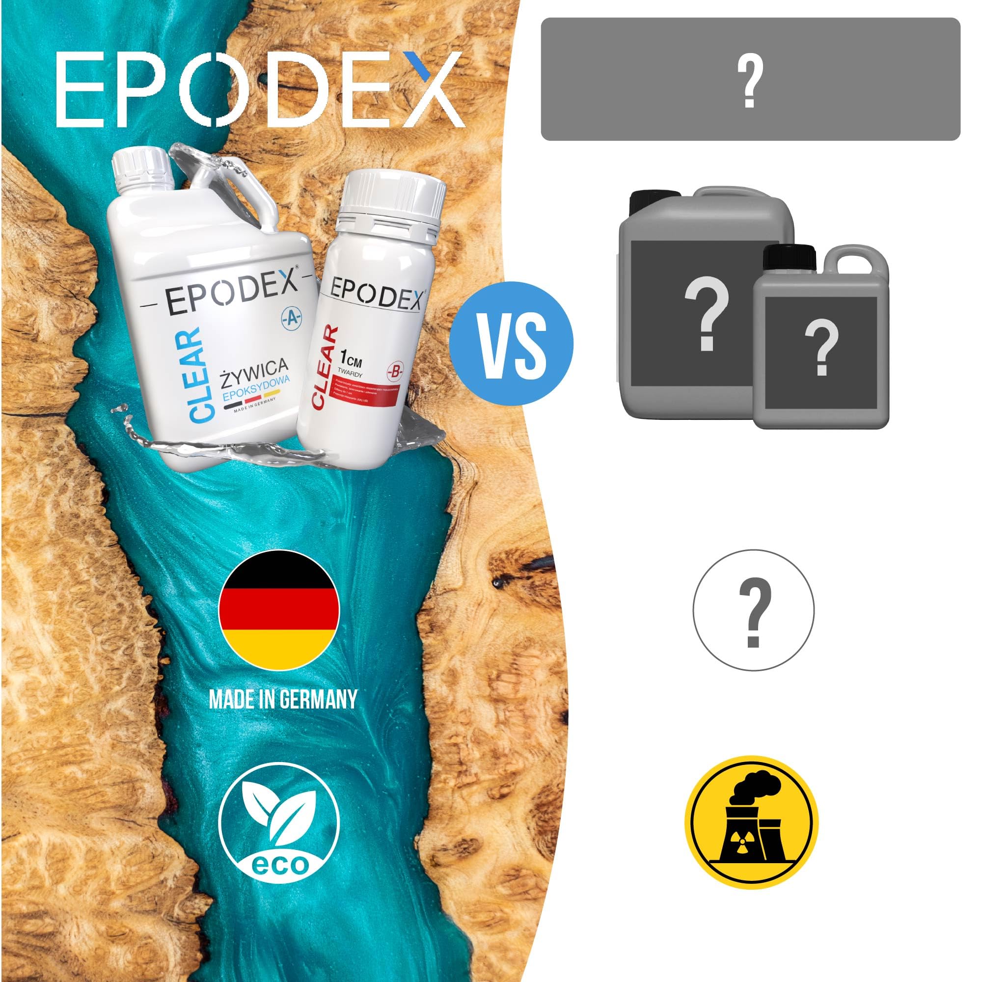 EPODEX Żywica epoksydowa ECO, do 1 cm - TURQUOISE BLUE - RAL 5018, 6kg | Przezroczysta żywica epoksydowa, zestaw do odlewania, powłoki, uszczelnienia, naprawy, formy, sztuka, rękodzieło i więcej