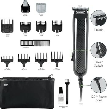 Wahl PowerPro Corded Detailer Trimmer Kit for Mens Grooming for Beard, Mustache, Stubble, Ear, Nose, Body Grooming Model 9686