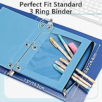 Vista 2 de Forvencer Estuche para lápices de 3 anillas, estuche transparente con cremallera suave, bolsa de lápices de gran capacidad con 3 ojales reforzados