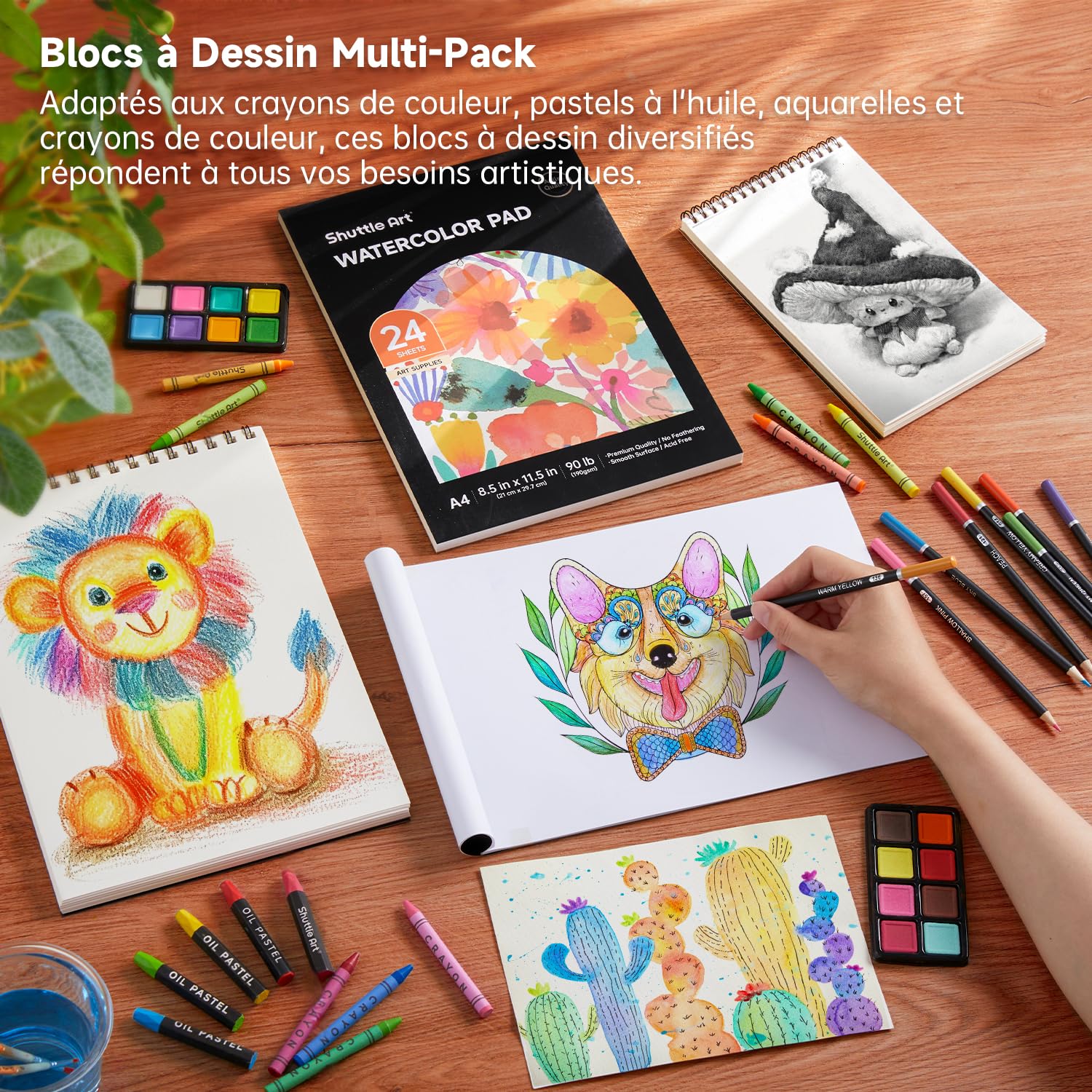 Shuttle Art 149 Pièces Malette Dessin, Kit Dessin Inclus Crayon de Couleurs, Pastels, Aquarelle,Livre de Coloriage, Bloc, Idéal pour Adultes