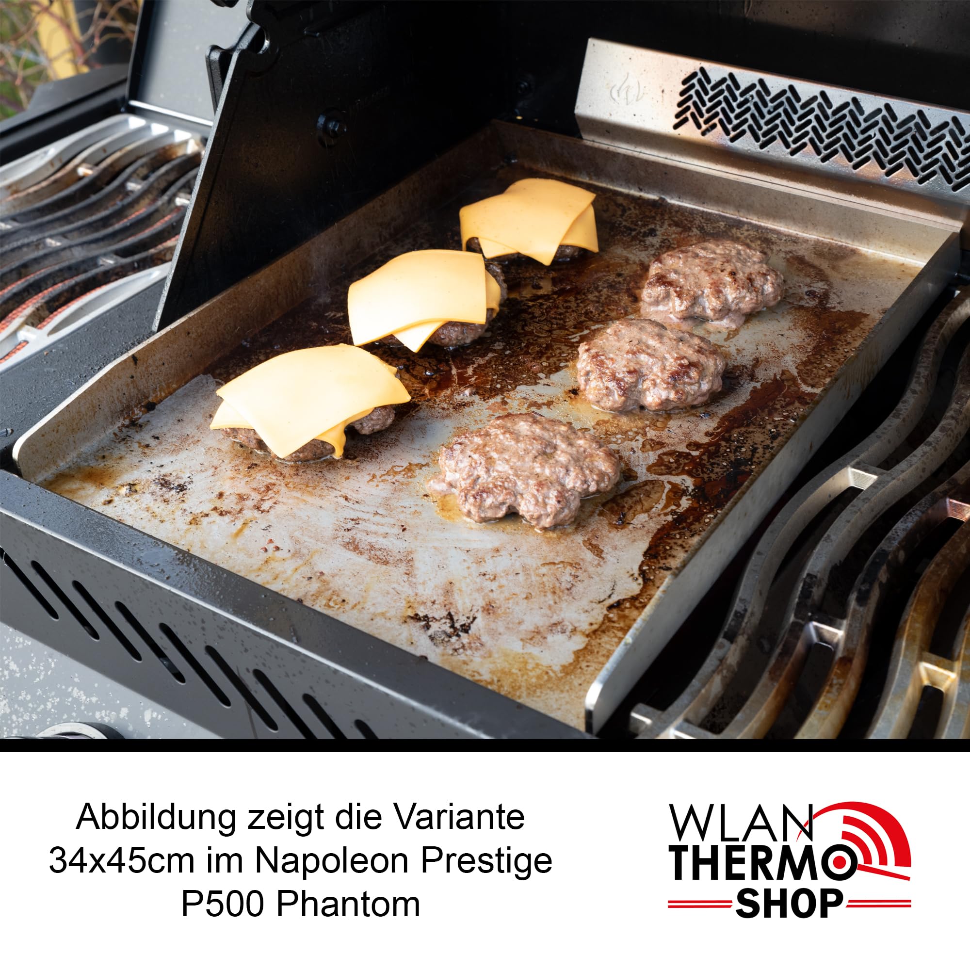 Plancha Edelstahl Grillplatte - passend für Burnhard Fred - Medium 41,5x23,5cm | 4mm Massiv