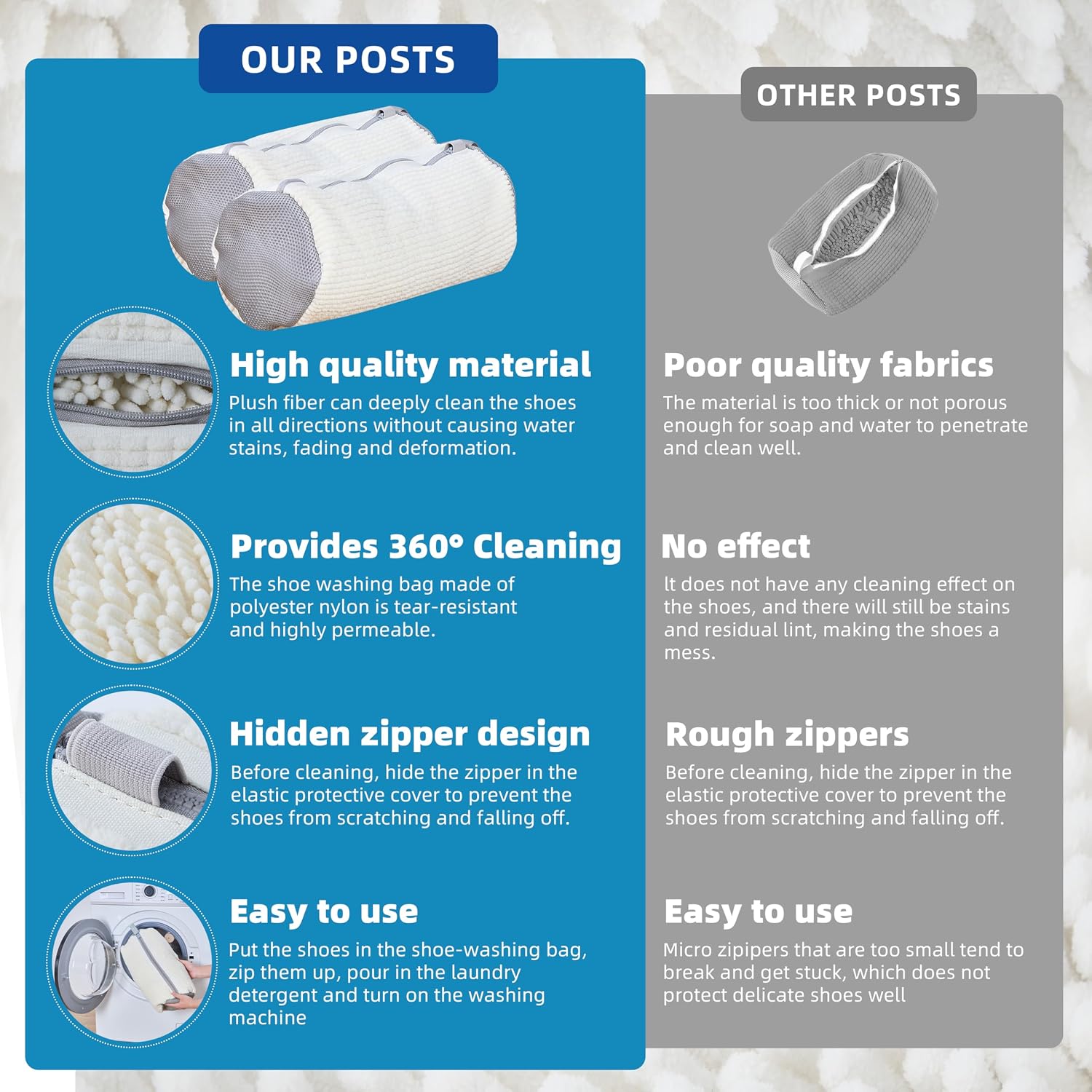 2 Pcs Shoe Washing Machine Bags - Laundry Shoe Bags for Washer and Dryer, Reusable Tennis Shoe Washing Bag, Microfiber Cleaning Bags, Includes Adjustable Shoe Trees