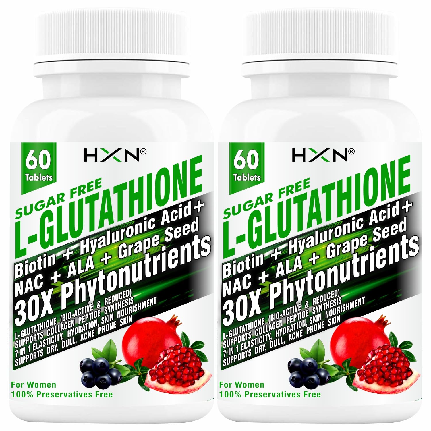 HXN L-Glutathione Tablets 1000mg For Skin With Vitamin C, & E, Hyaluronic Acid, Alpha Lipoic Acid, Biotin, Grape Seed Extract, Milk Thistle, And Collagen Supplements For Women -120 Tablet (pack 2) (B09TNXVXHW) Amazon Price History, Amazon Price Tracker