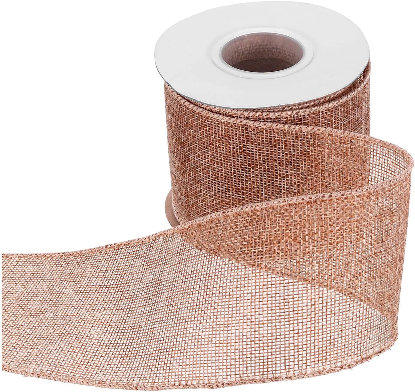 QUARKZMAN Jute Wire Ribbon 3 Inches x 10 Yards Wire Edge Ribbon Cross Linen Woven Ribbon for Large Bows Wreath Holiday Parties Home and Outdoor Decoration Beige