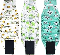 Vista 12 de Langsprit Bandas para el vientre masculino para perros (paquete de 3) – Envolturas de alta absorción para perros machos lavables – Pañales oso polar
