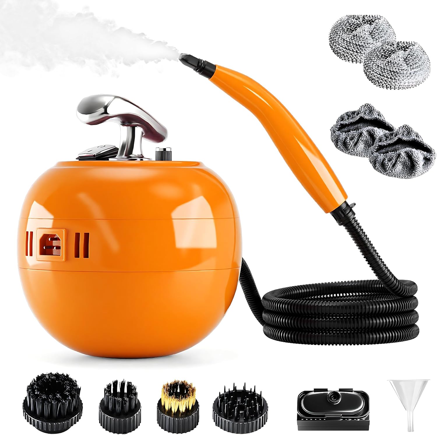 2000W Handheld Steam Cleaner, 248°F High Temperature Multipurpose Steam Cleaners with 1500ml Tank, 6 Adjustable Gear for Home Kitchen Grease Car Cleaning, Orange