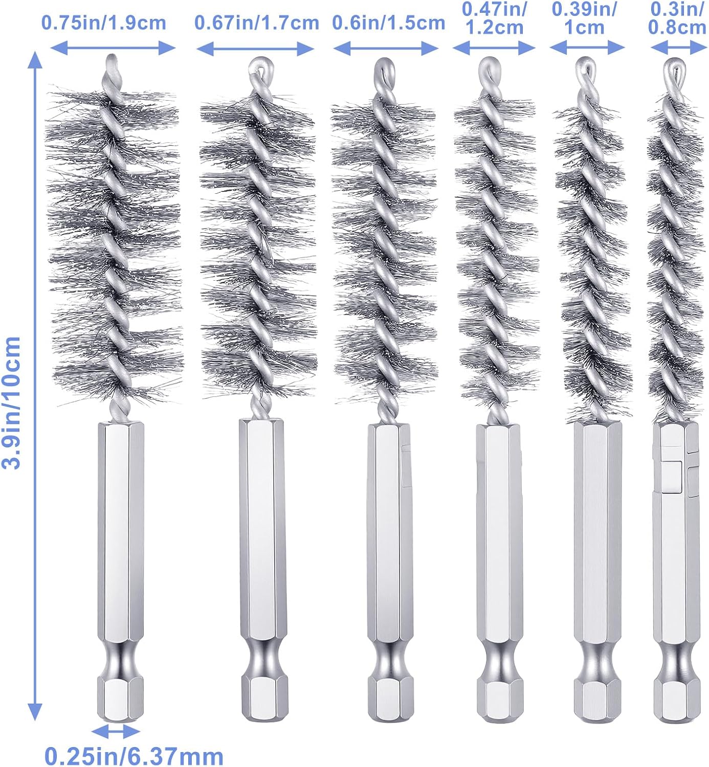 6 Pcs Stainless Steel Bore Brush Set, Metal Cleaning Brushes image 2