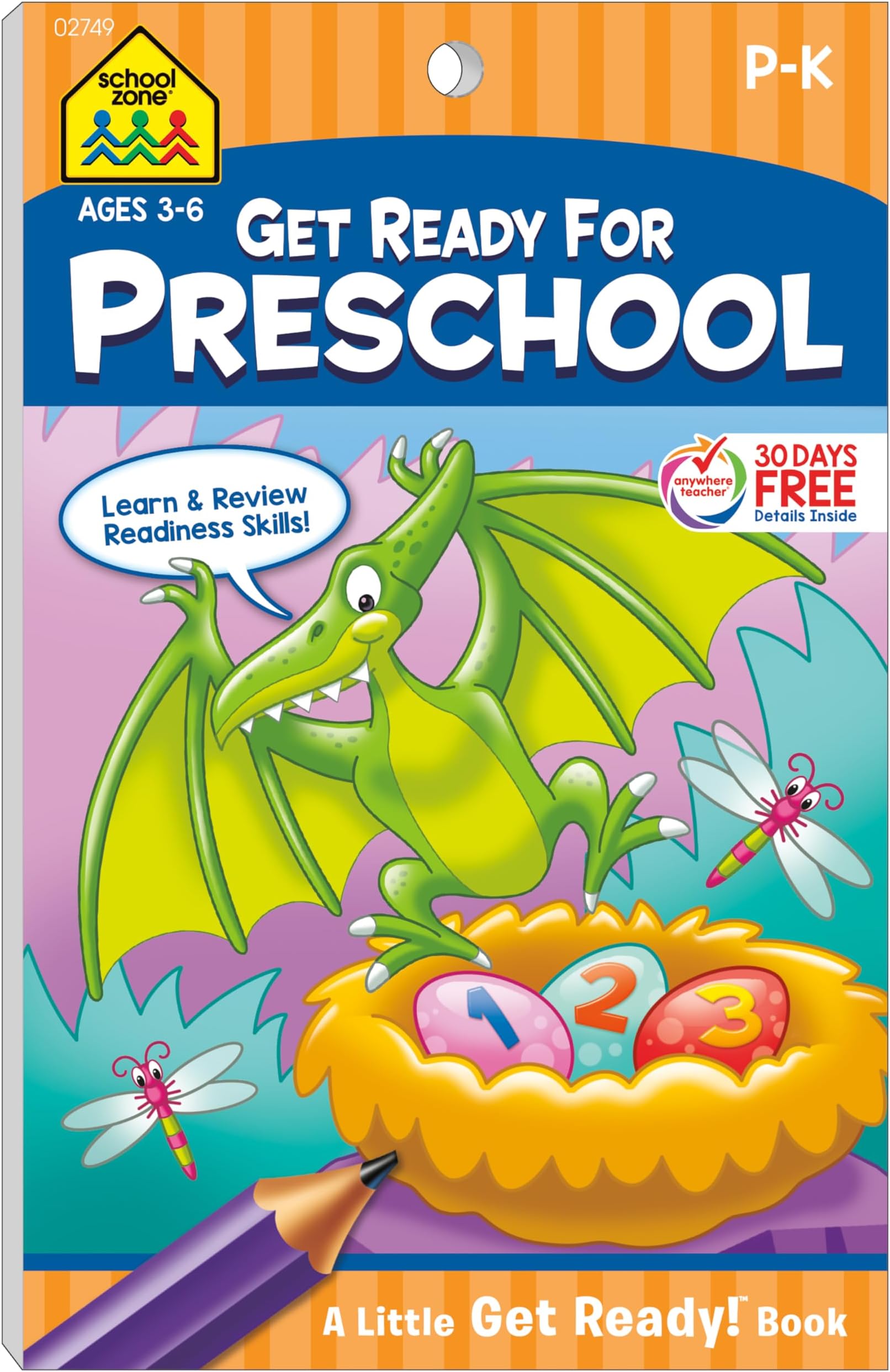 School Zone Get Ready for Preschool Workbook: 48 Pages, Pre-K, Learn ABCs, Numbers, Colors, Counting, Rhyming, Phonics, Patterns, Matching, Ages 3-6 (Little Get Ready! Book Series)