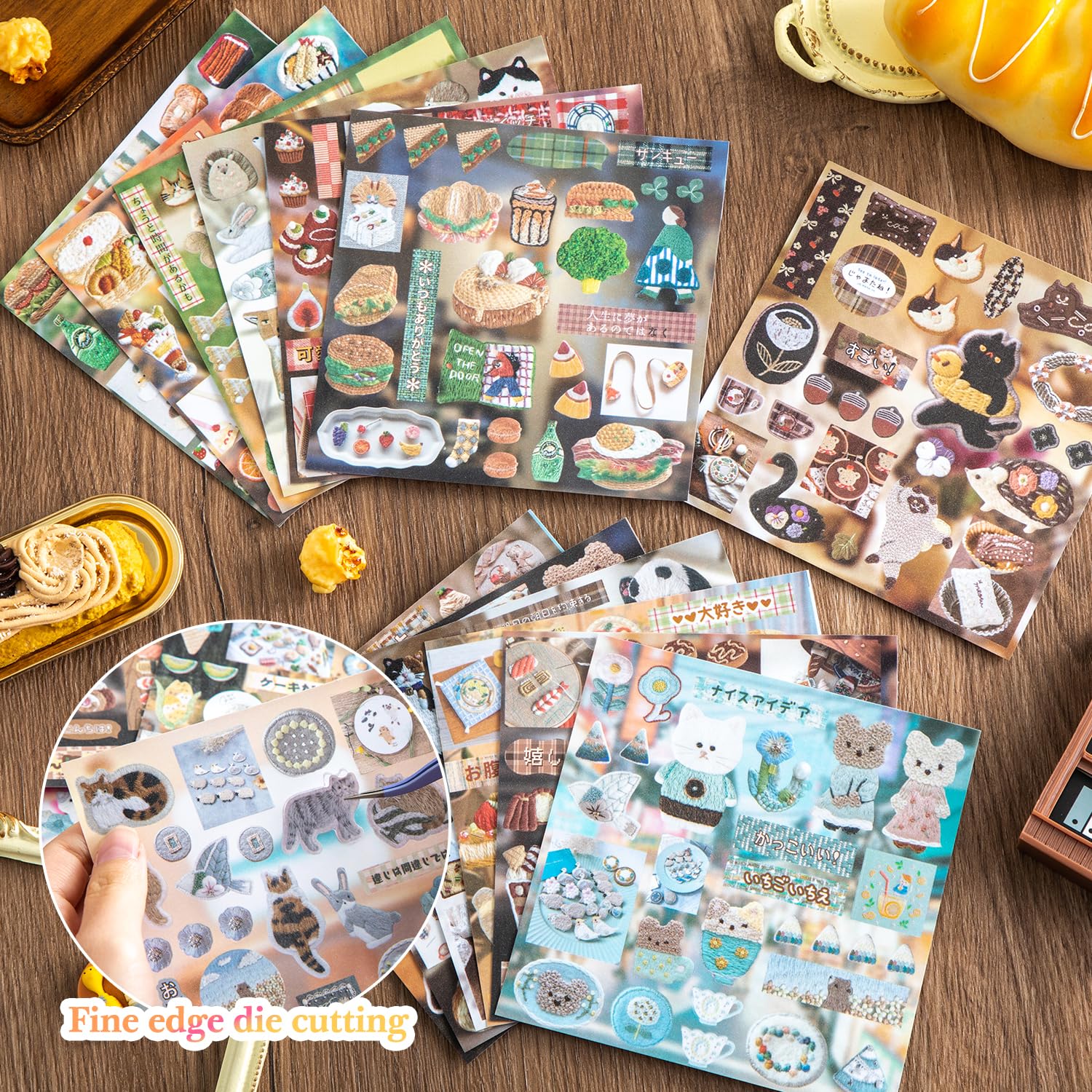 Livre d'autocollants rétro japonais pour fille, thème animaux et plantes – Plus de 800 autocollants brodés de style ancien Showa mignon pour bricolage, scrapbooking, journal, décoration de manuel