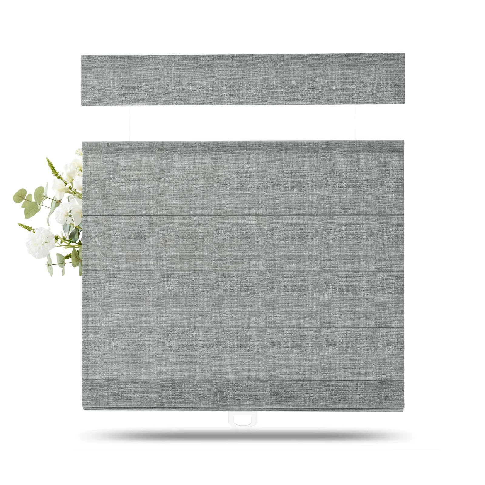 TWOPAGES Liz Linen Top Down Bottom Up Roman Shades for Windows, Dark Grey