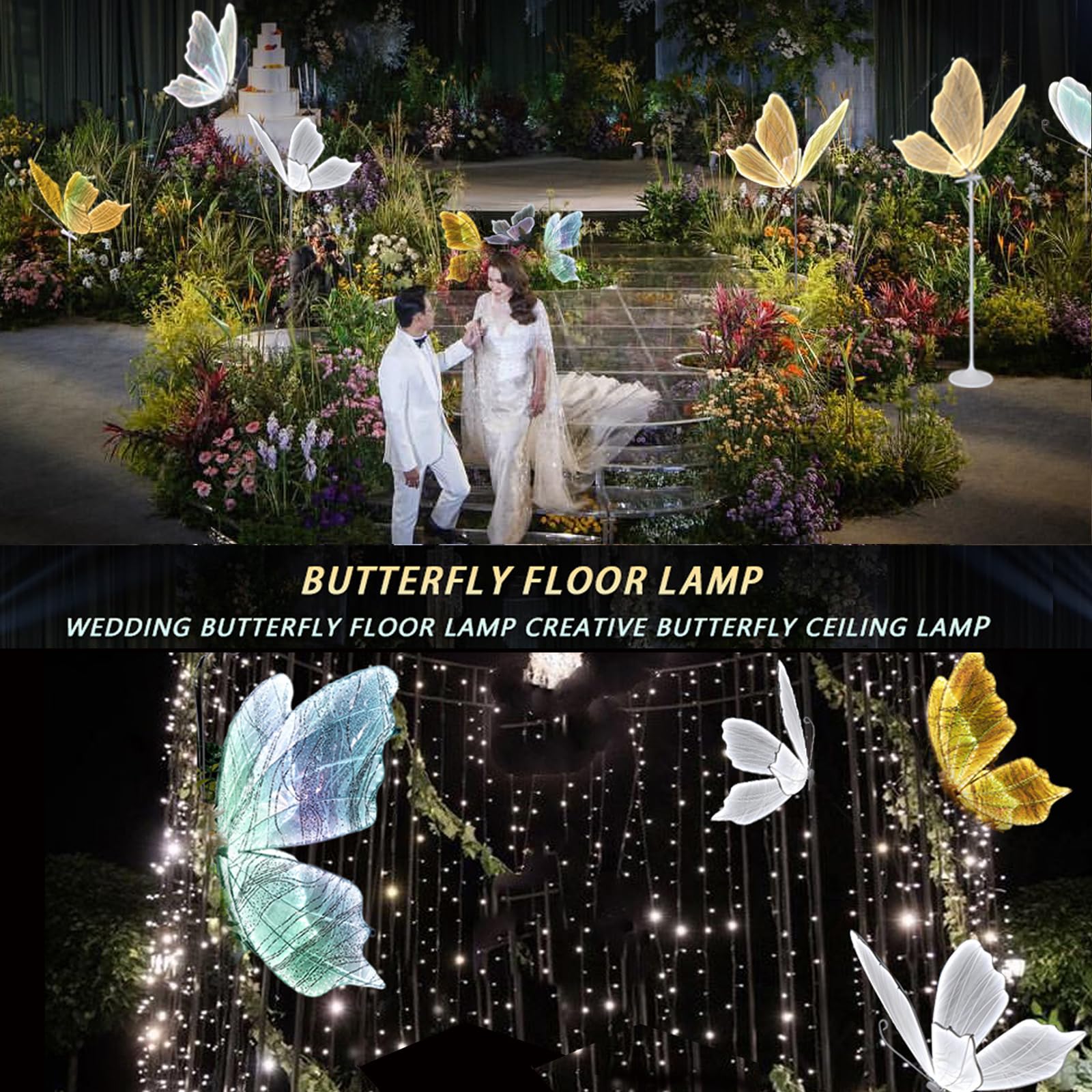 Lámpara De Pie LED Con Forma De Mariposa - Decoración Para Bodas Y Fiestas - Altura Ajustable, Fácil Instalación - Varios Tamaños (60 A 140 Cm)