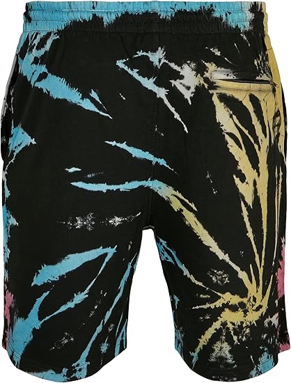 Urban Classics Tie Dye Summer Sweat Shorts - Elastic Waist With Drawcord, Side & Zipper Back Pocket