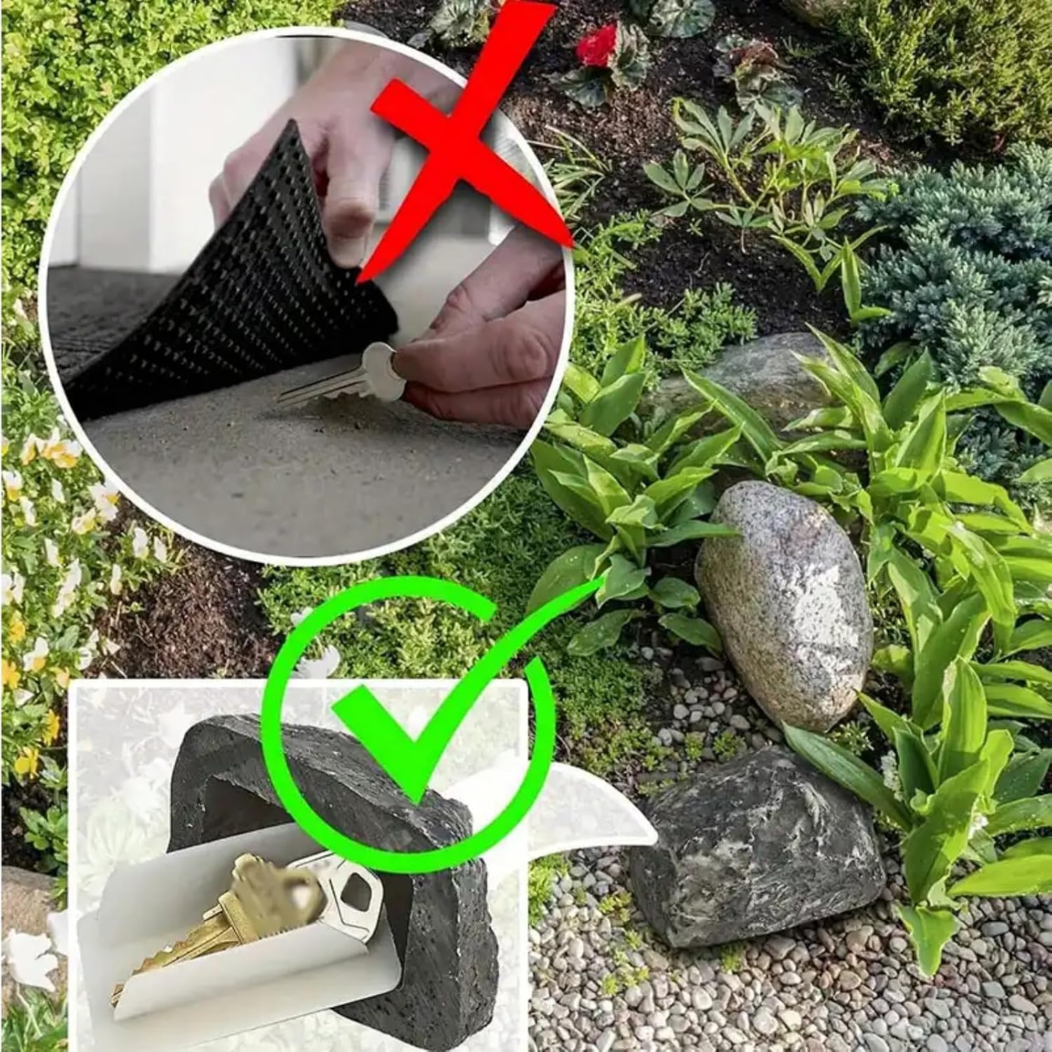 1Pcs Waterproof Resin Fake Stone Outdoor Key Concealer For Garden/Patio/Outdoor Decoration/Hidden Decoration Taupe image 4