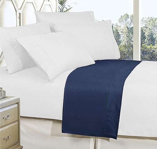 Miniatura 2 de Elegant Comfort - Sábana encimera suave de calidad egipcia y hotelera, 1500hilos, 1unidad, antiarrugas, resistente a las manchas, tamaño Queen, azul