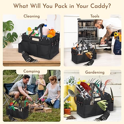 Miniatura 3 de FifthStart Organizador de limpieza multiusos con correa para la cintura y el hombro, organizador de pañales, 9 bolsillos y fácil de limpiar, bolsa