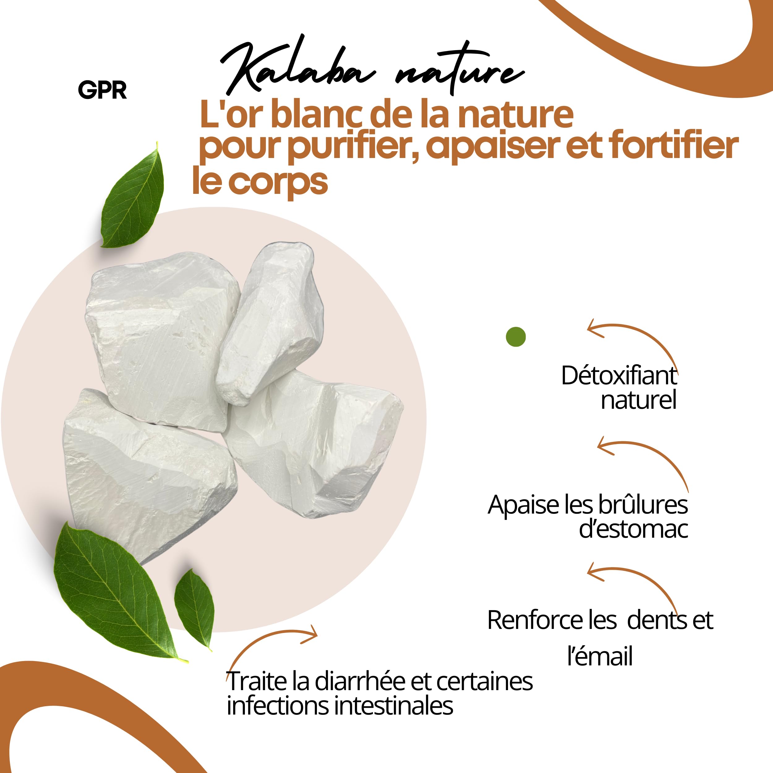 Kalaba Naturel 100% Pur – Kaolin du Bénin – 100 g – Argile Blanche Africaine – Terre Naturelle - Veloutée et Ferme -Texture Satisfaisante - ASMR